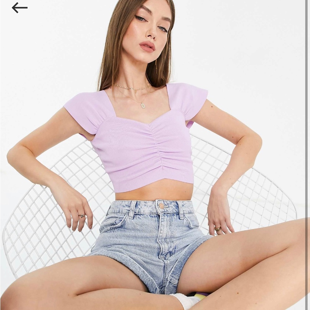 Lost Ink knitted crop top with ruched bust